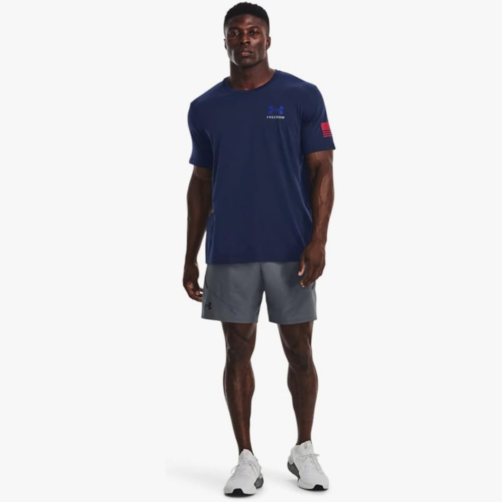 Under Armour Men's New Freedom Flag Short Sleeve T-Shirt Flag on back ! 2XL. NWT - Picture 6 of 12